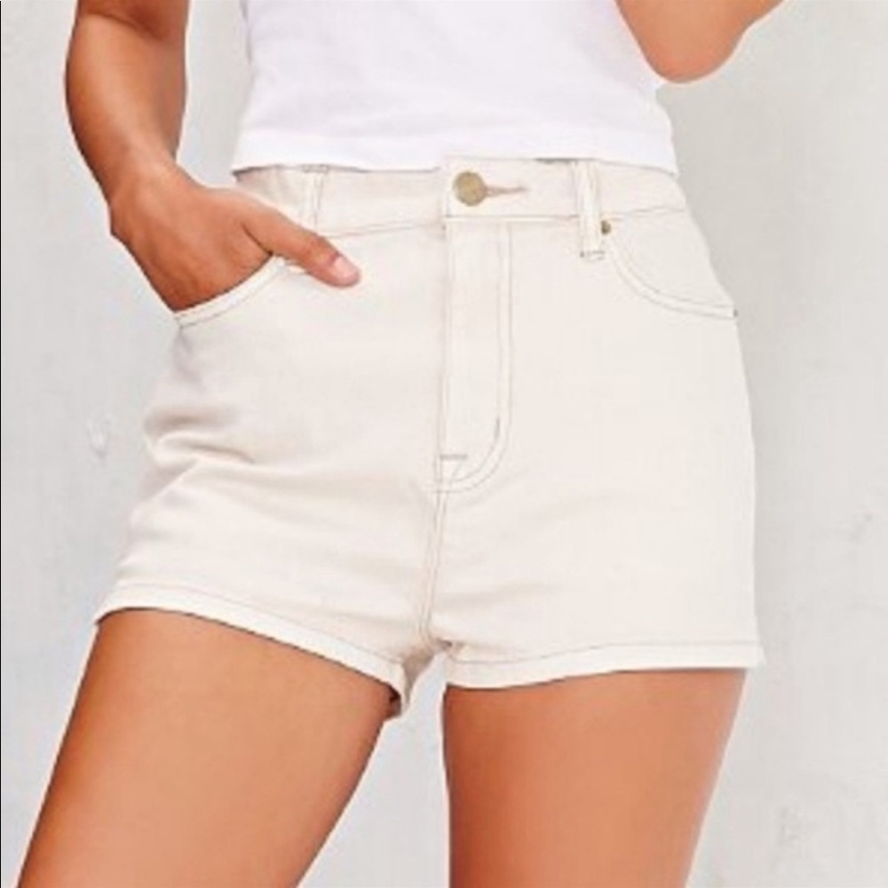 BDG High Waist Cream Denim Shorts